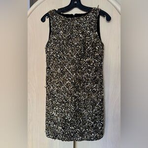 Alice & Olivia embellished gunmetal shift dress, Size 2